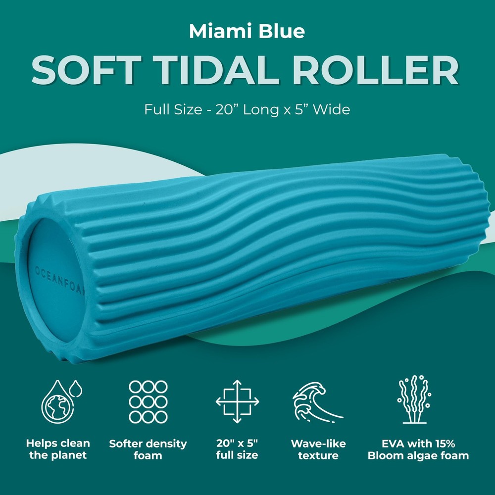 Soft Tidal Roller (Miami Blue) - Low Density Foam Roller for Physical Therapy