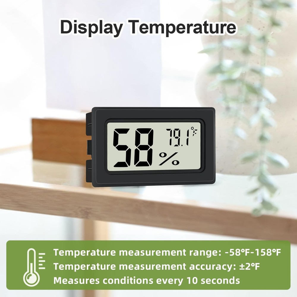 Humidity Meter Indoor Thermometer 6-Pack Mini Digital Black