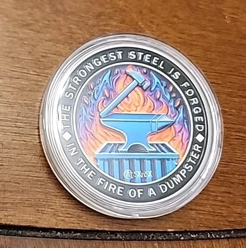 Dumpster Fire Challenge Coin Skeleton Im Fine Everything Is Fine New