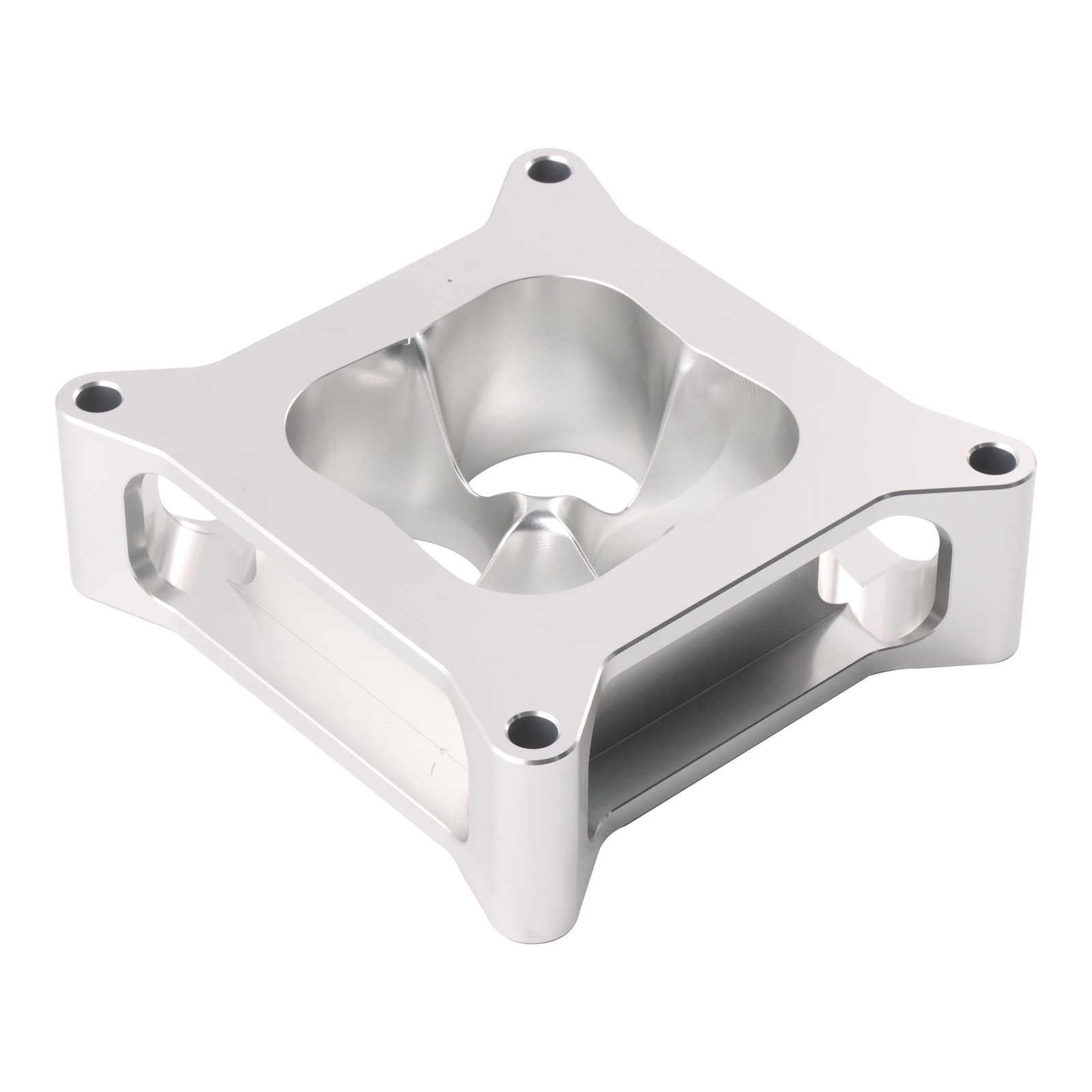 Silver 2-inch Aluminum 4150 CNC Machined Carburetor Spacer Square Bore 4 Port US