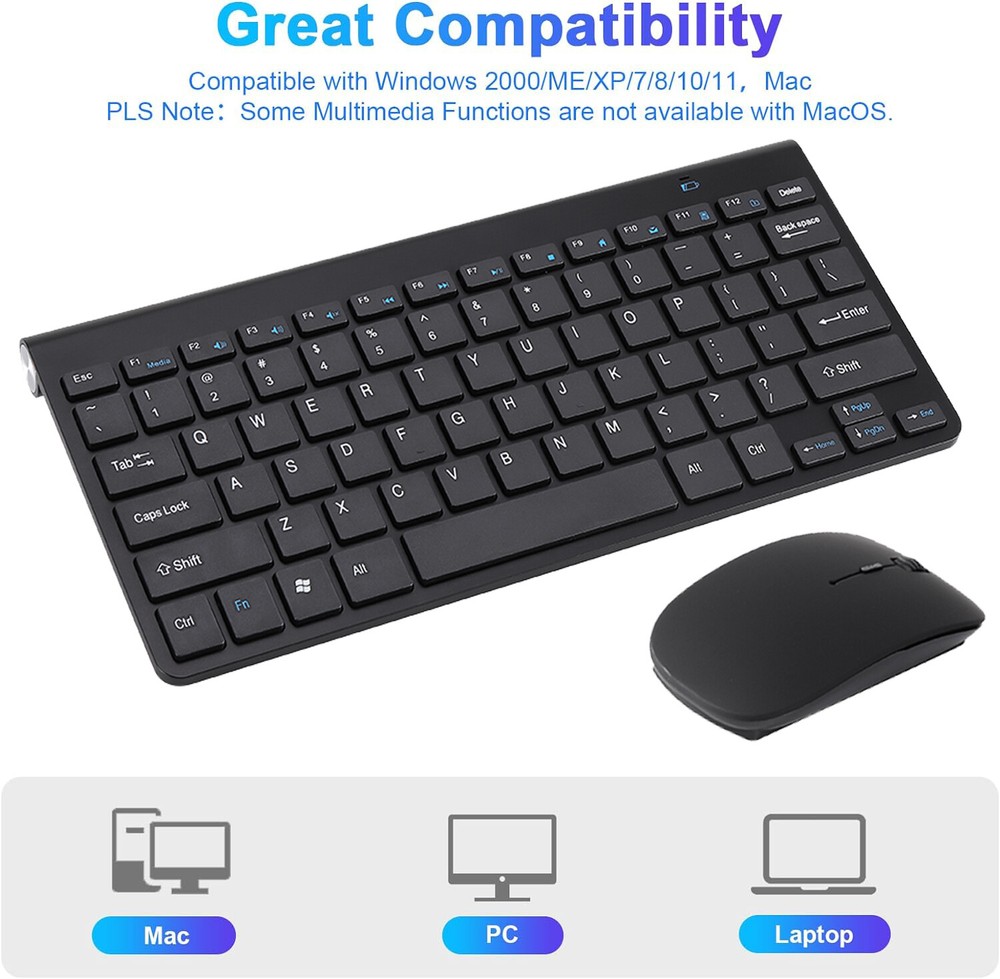 Wireless Keyboard And Mouse Combo Set 2.4G For PC Laptop Computer Full Size Slim