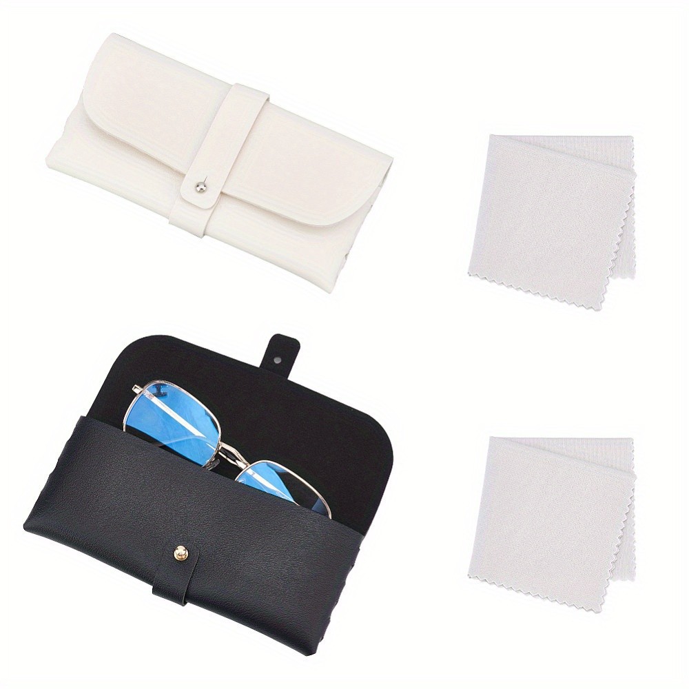 2pcs Glasses Case Smooth Surface Soft Material Wallet-style Design Sunglasses