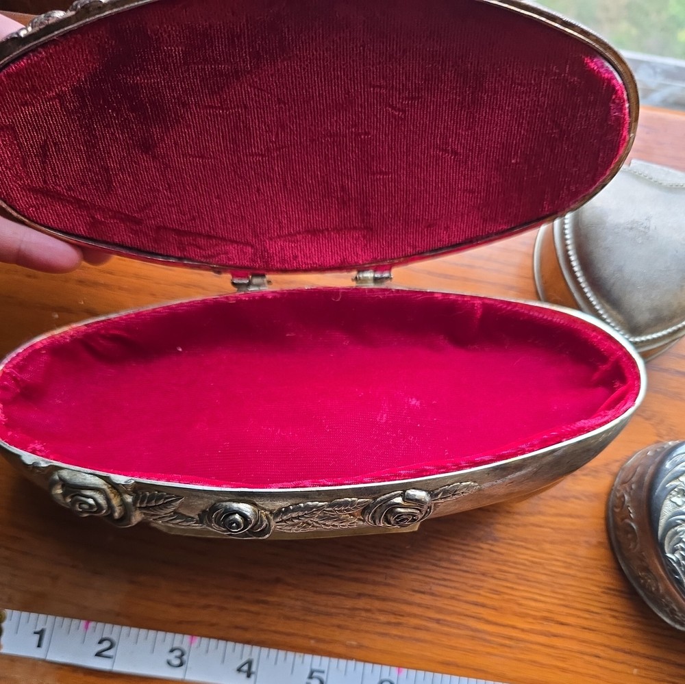 Ornate Silver-Plated Vintage Lidded Trinket Boxes Lot Of 5