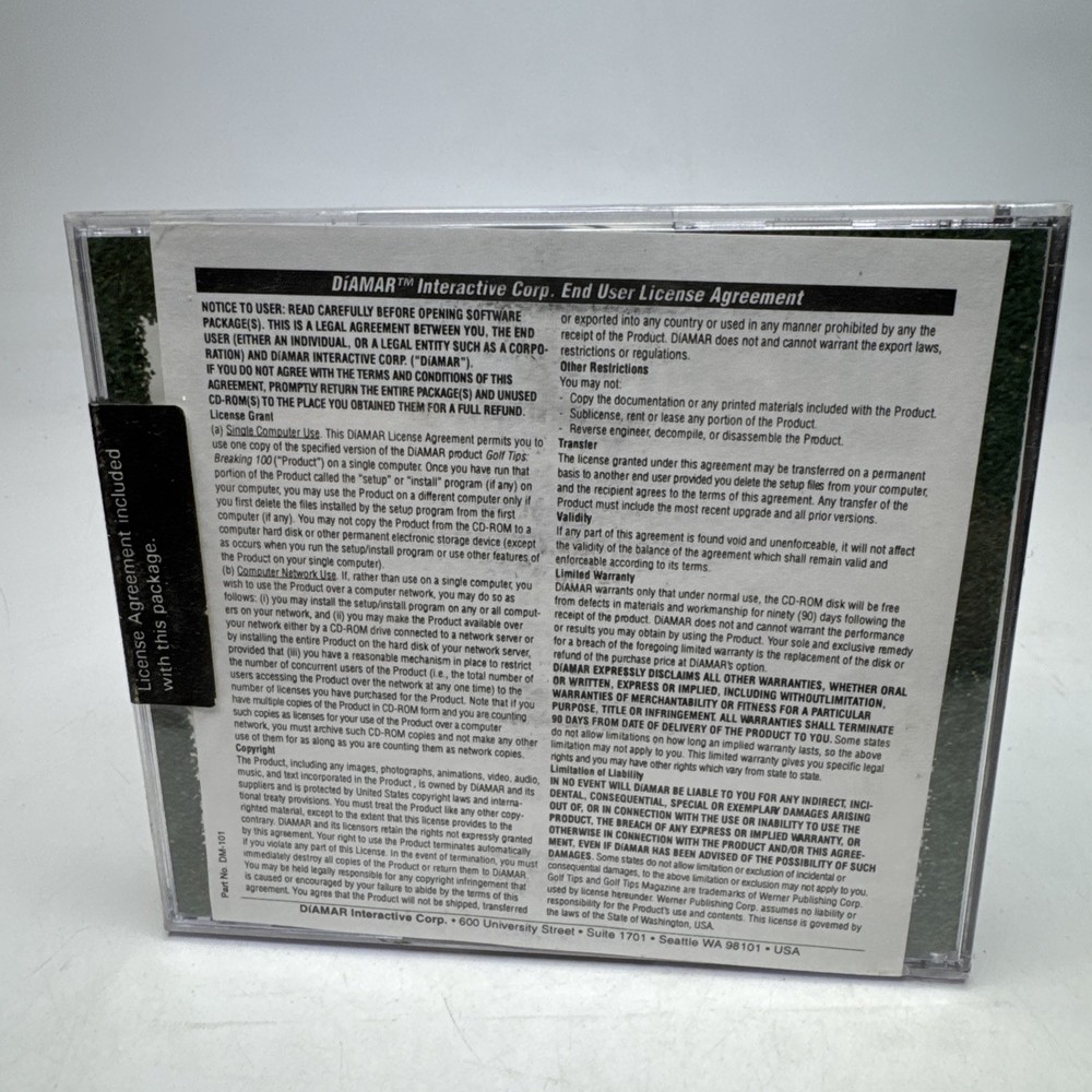 Golf Tips Breaking 100 DiAmar Interactive Beginning -Intermediate Golfer CD-ROM