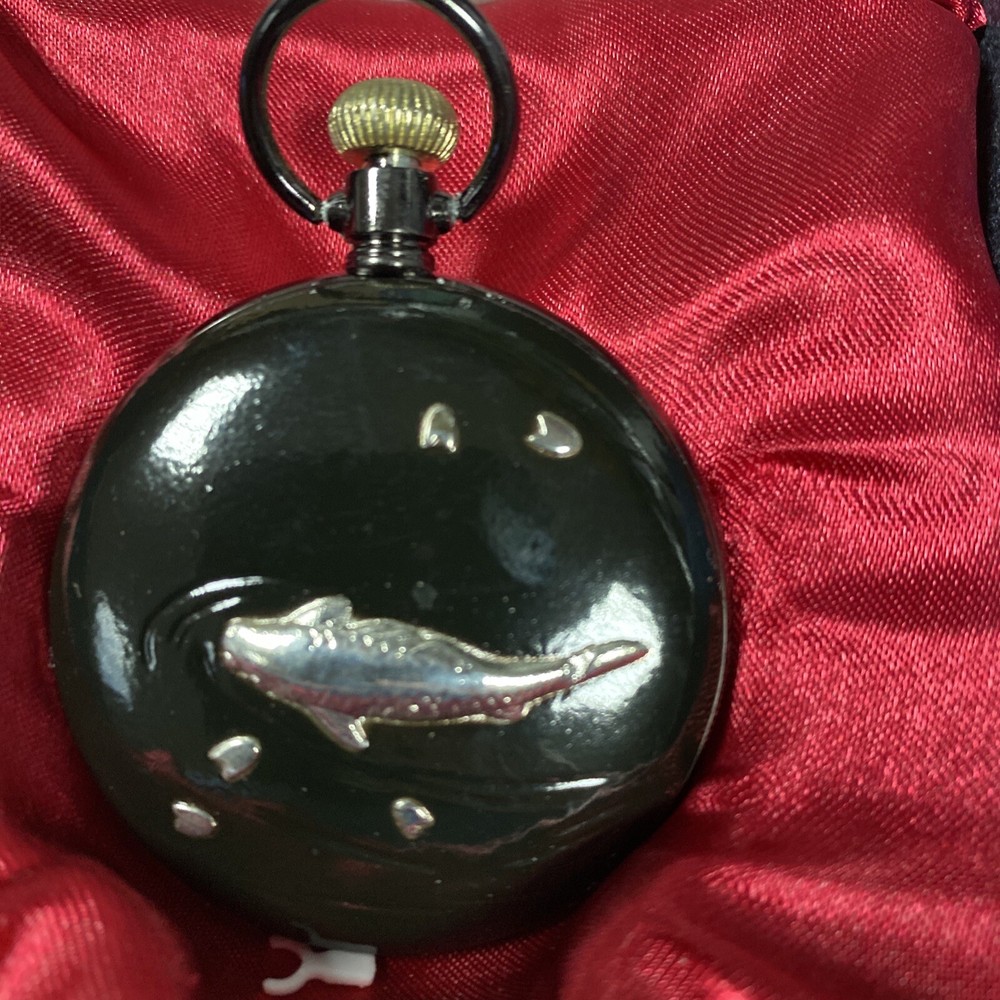 Plain Front - Shark on Back Pocket Watch - New