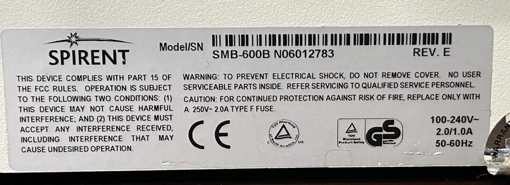 Spirent SMB-600B Performance Analysis System With LAN-3320A Module