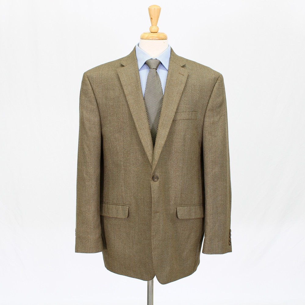 Chaps 48L Brown Sport Coat Blazer Jacket Solid 2B Polyester