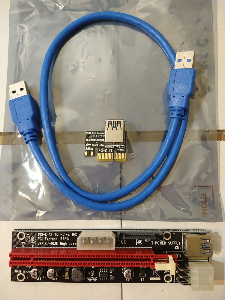 Ubit Latest PCI-E GPU Riser Express Cable 16X to 1X (6pin / MOLEX/SATA)