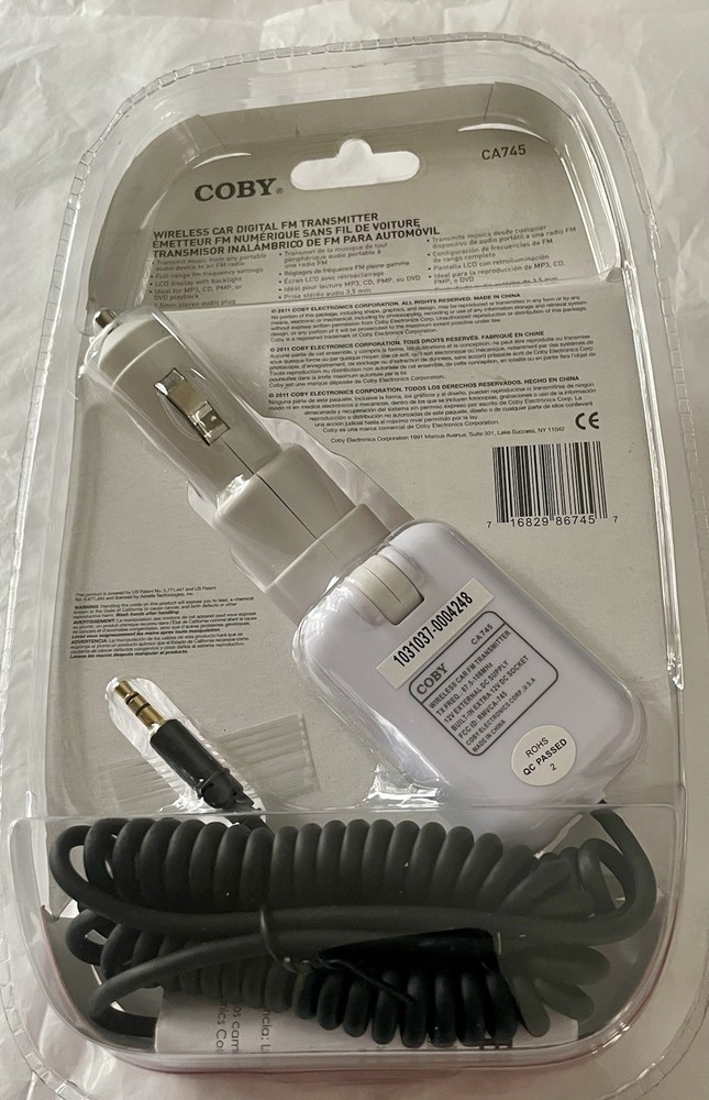 COBY CA745 Wireless Digital FM Transmitter 3mm Plug For Mp3 CD DVD PMP Etc New