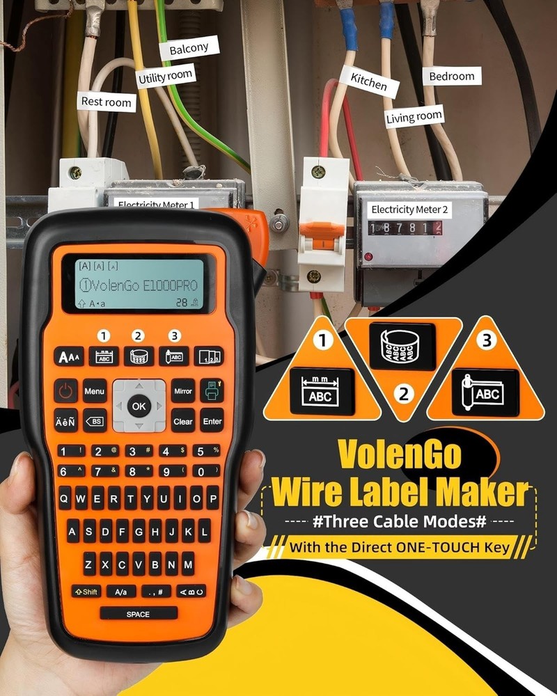 12mm Handheld Label Maker - E1000 Waterproof Labels & 10ppm Speed for Offices