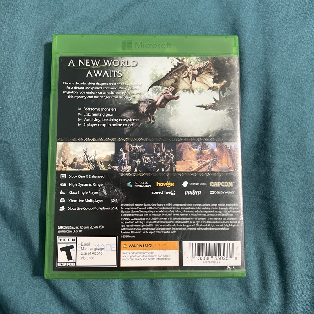 Monster Hunter: World (Microsoft Xbox One, 2018) - CASE ONLY