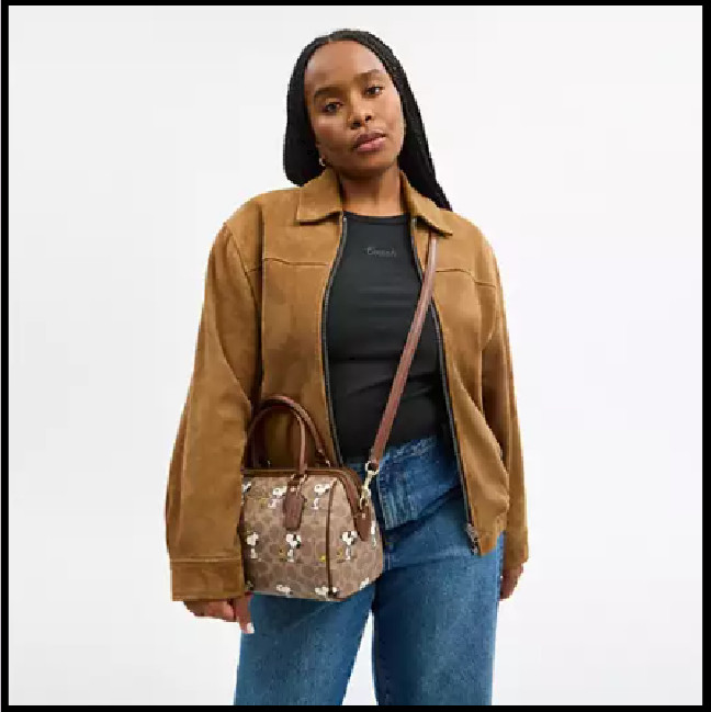 COACH CBM33 Rowan Satchel Bag Peanuts Snoopy Signature Coated Canvas Outlet New