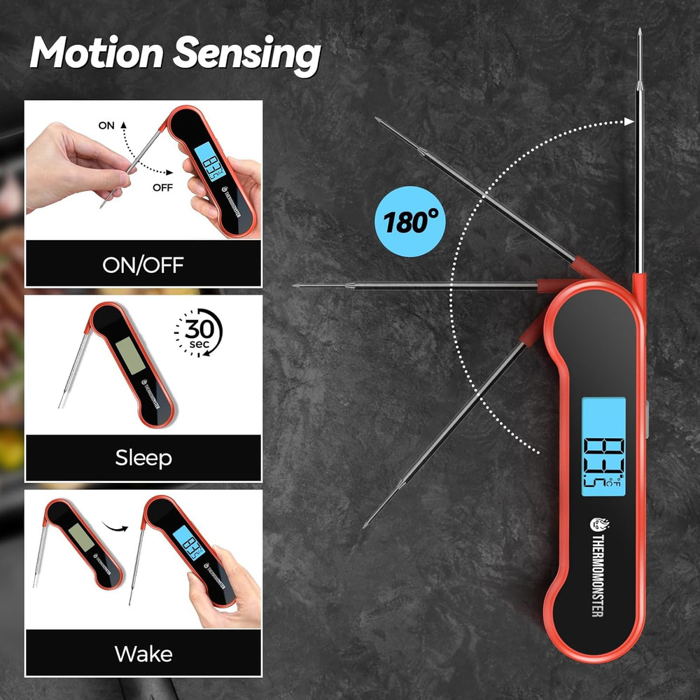 Instant Read Digital Meat Thermometer with ±0.5℉ Precision - Red