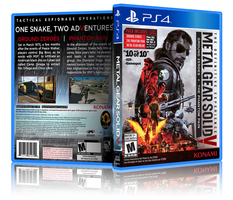 Metal Gear Solid V: Definitive Edition- Replacement PS4 Cover and Case.NO GAME!!