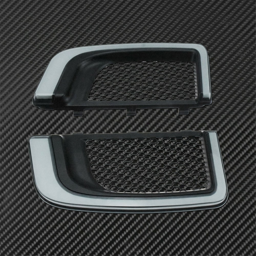 LED Fairing Lower Grills Light + Solid Plates Radiator Grills Set Fit For Harley