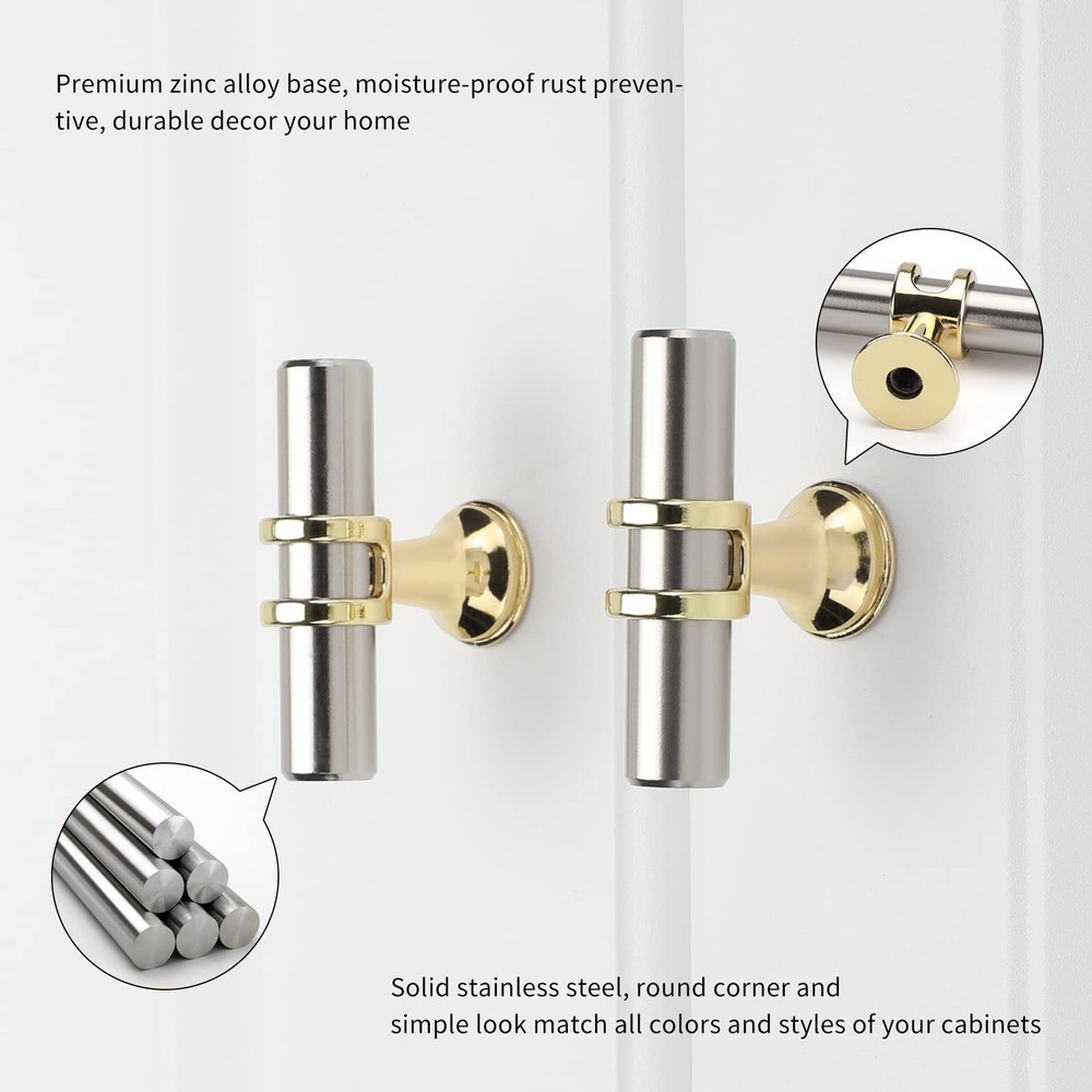 10 Pack Brushed Nickel Cabinet Knobs, Gold Cabinet Knobs Kitchen Handles Gold...