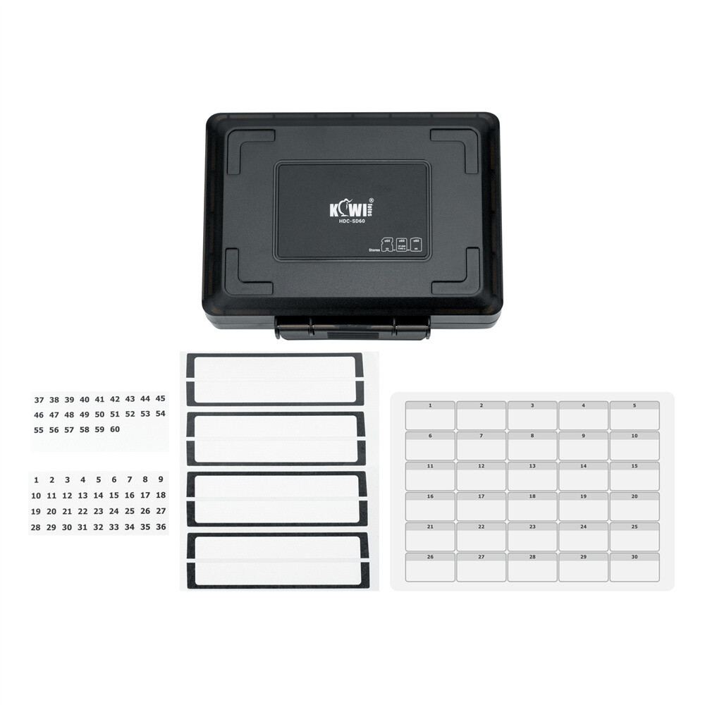 60 Slots PSV CF Type A NS SD Memory Card Case Box Storage Holder + Label Sticker