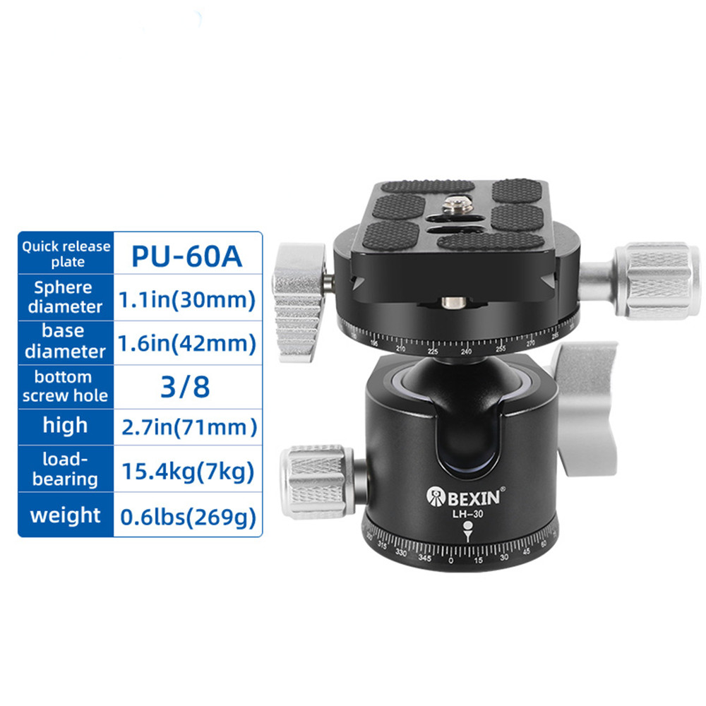 Low center gravity tripod panoramic head With Quick Release Plate for DSLR Came