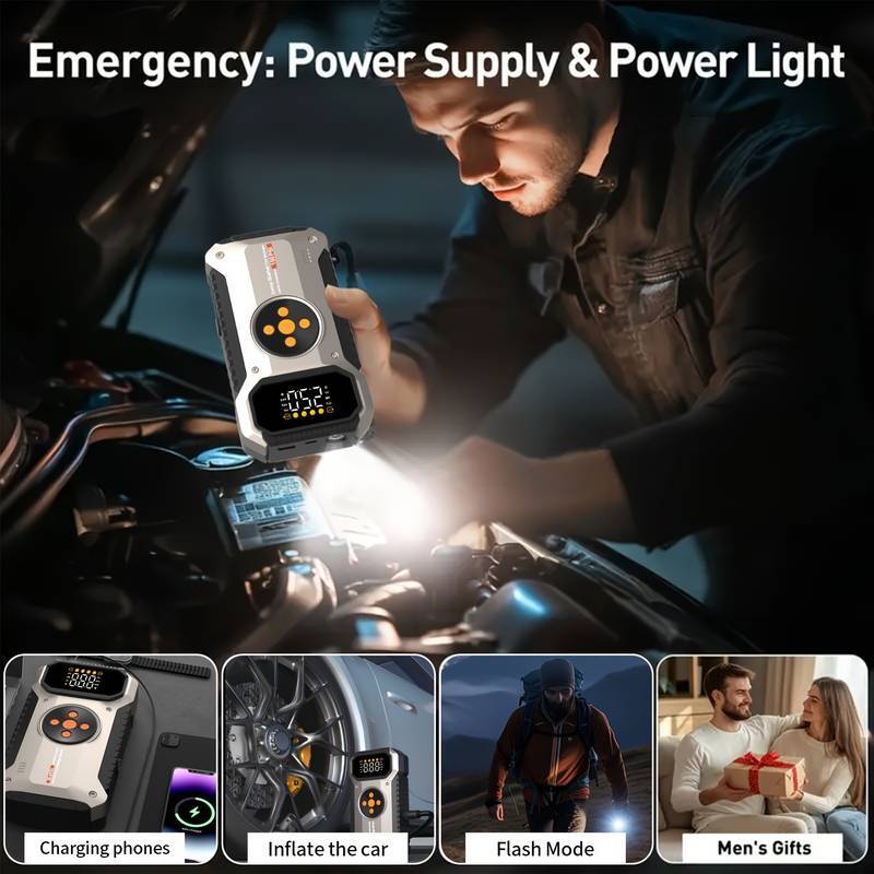 4000A Car Jump Starter With Air Compressor Pack Booster 12V Power Bank
