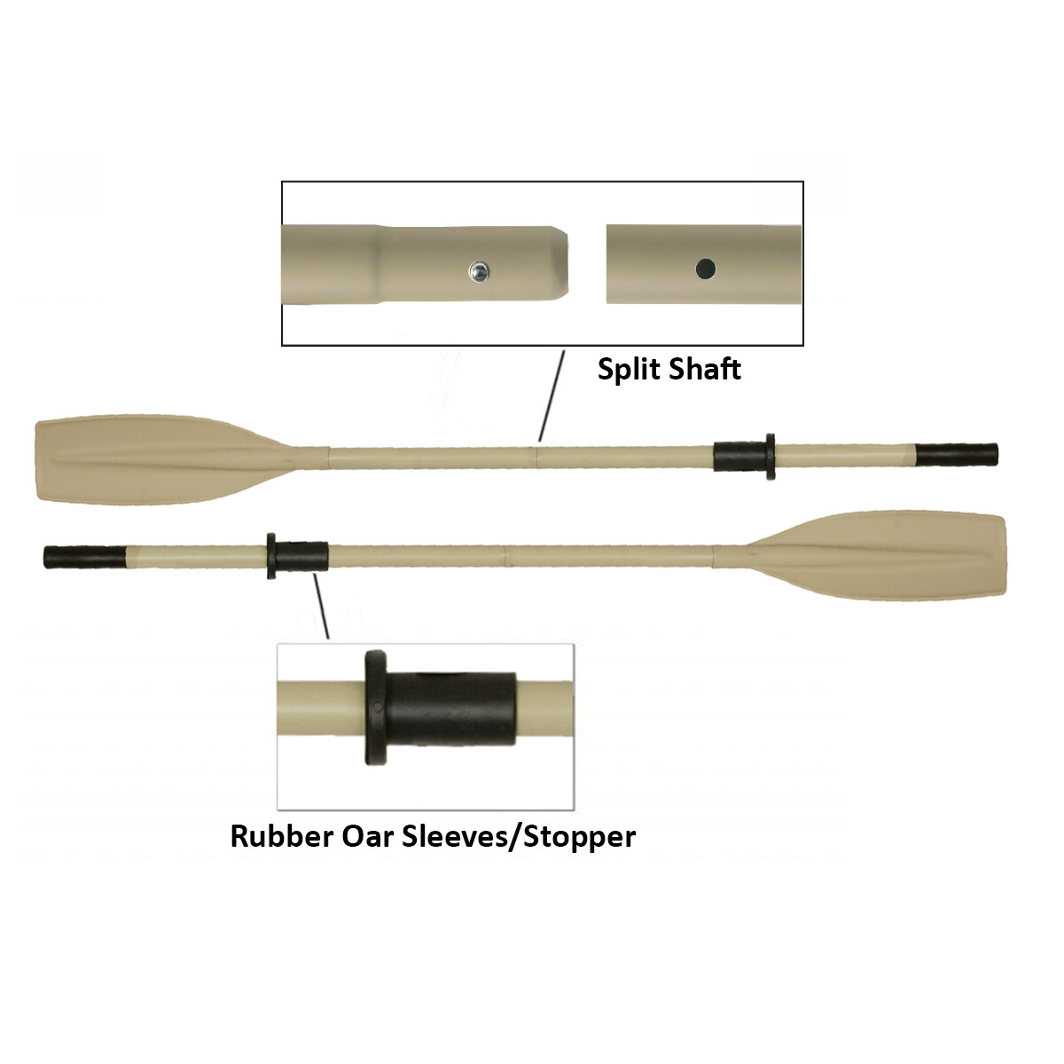 Heavy Duty Aluminum Oars Detachable with Rubber Oar Sleeves/Stopper