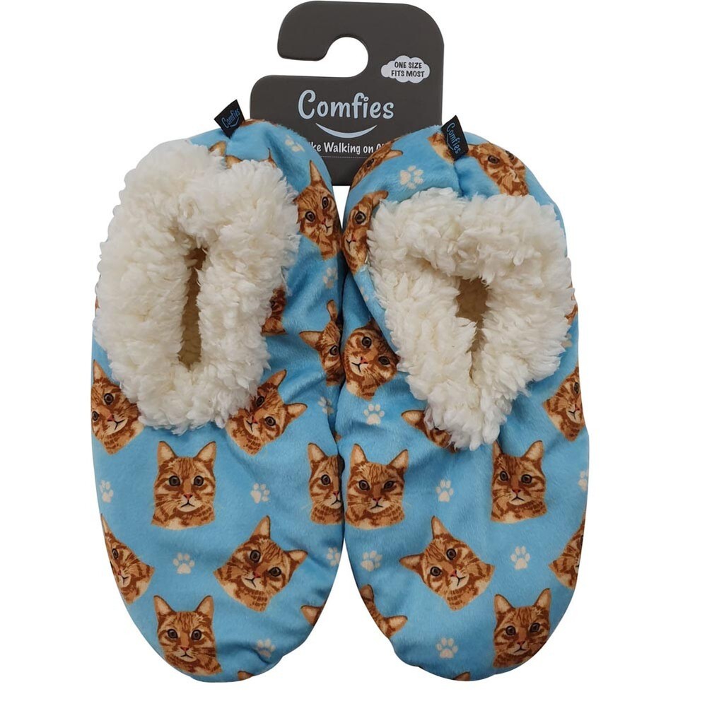 Orange Tabby Cat Slippers - Non Slip