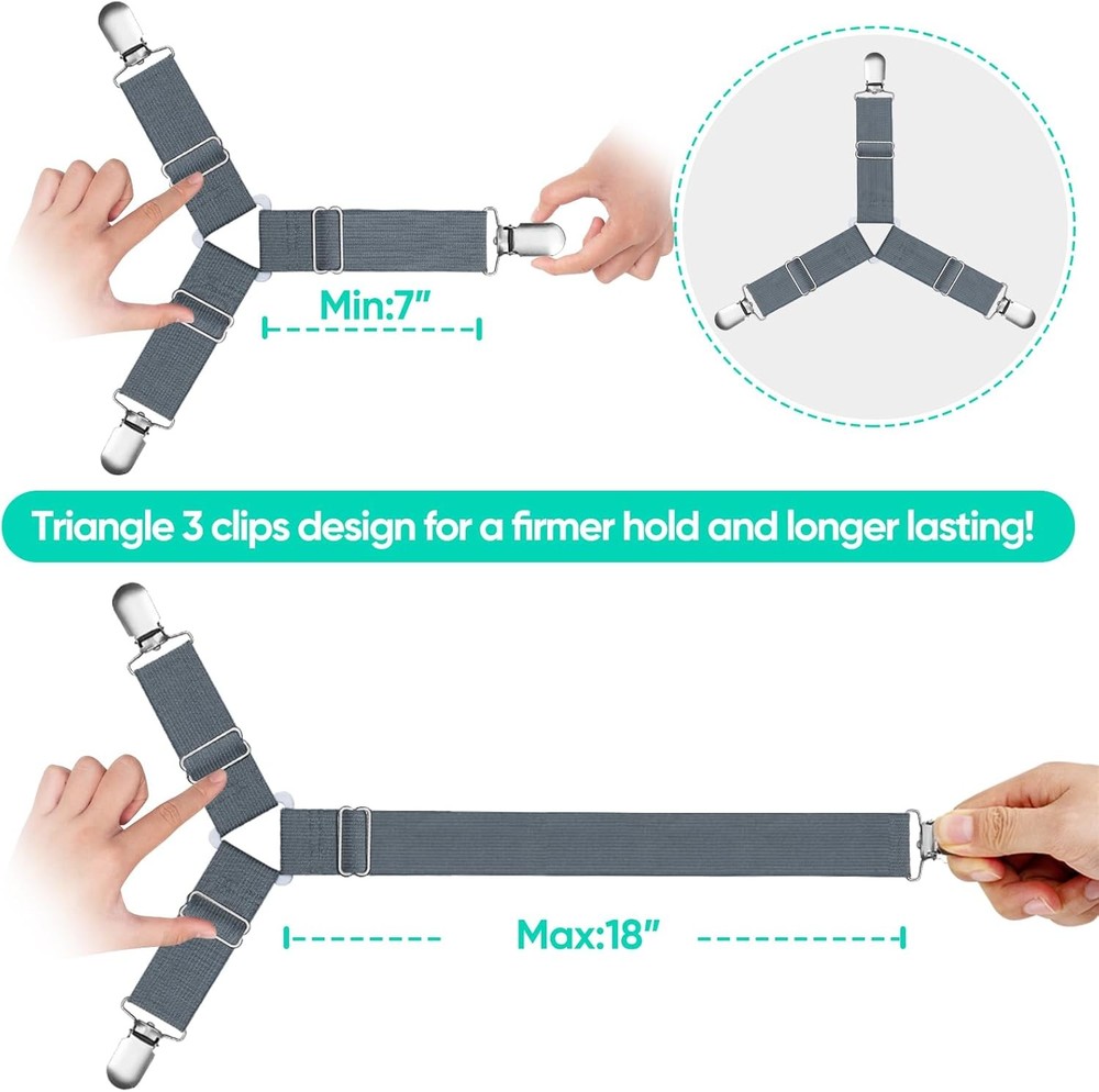 Bed Sheet Straps, Easy to Install Sheet Straps, Fitted Sheet Clips, Adjustable