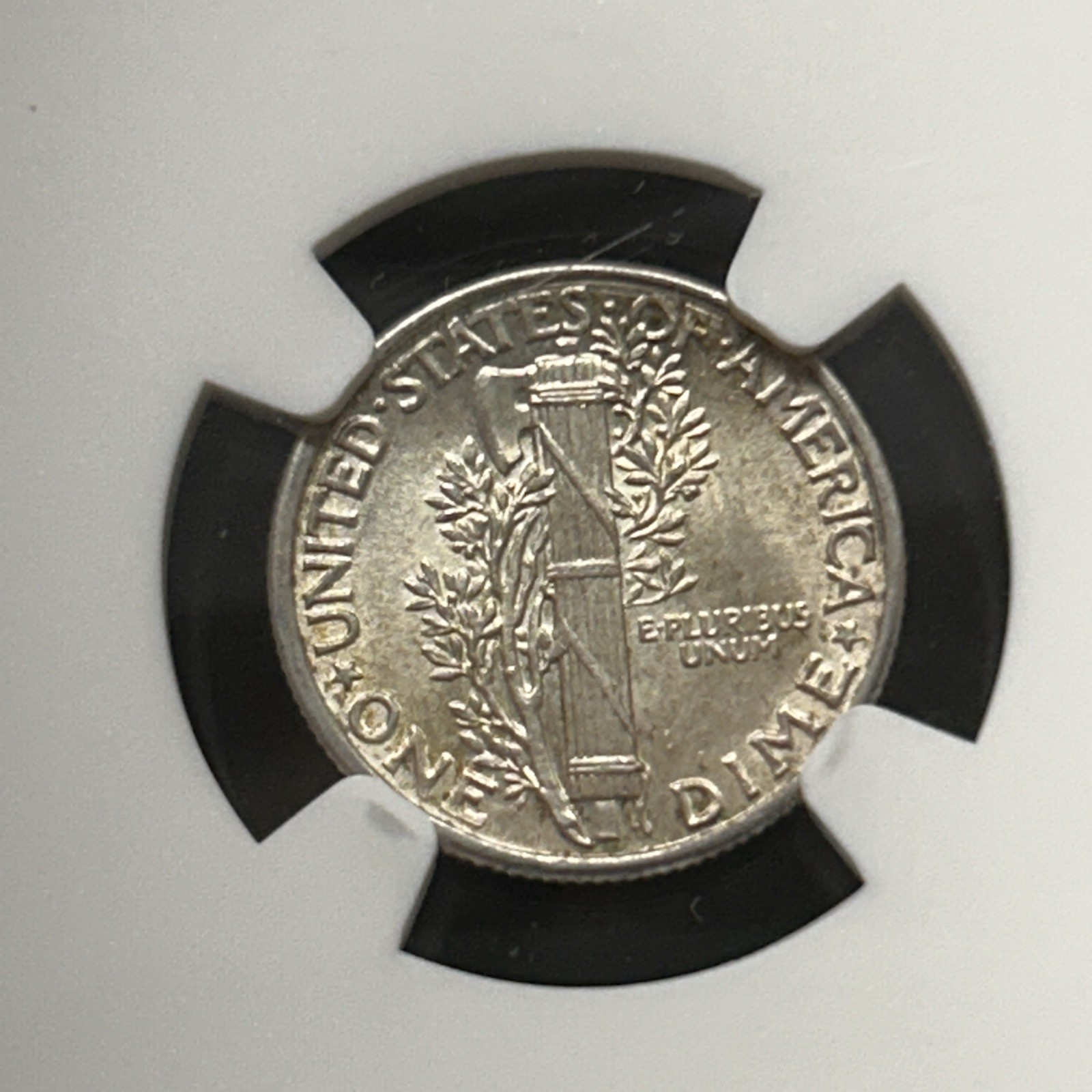 1943-P NGC MS64 10C Mercury Silver Dime Original Bag Fragment with Toning