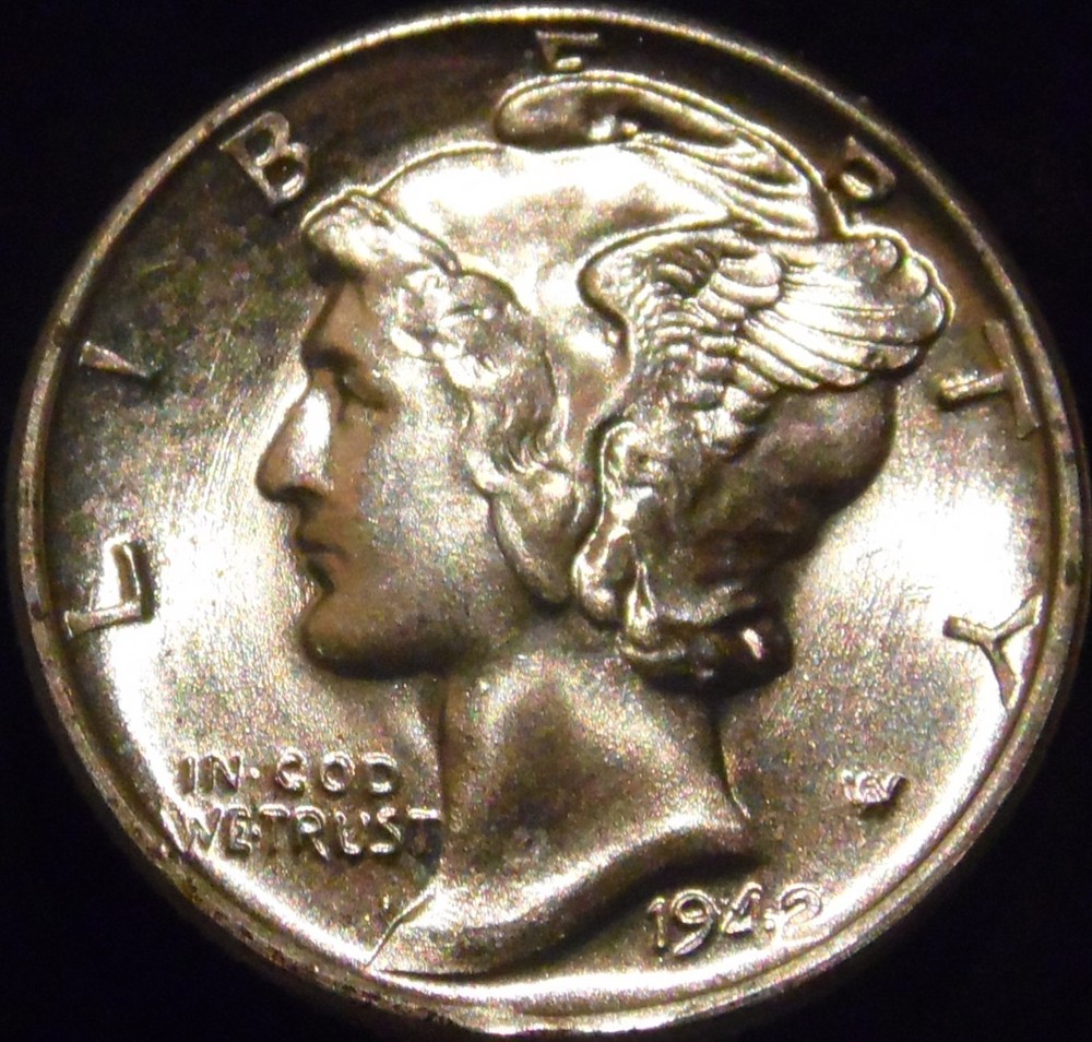 1942-S Mercury Dime Gem BU Uncirculated Full Bands