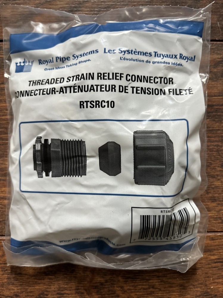 Royal Pipe  RTSRC10 Threaded Strain Relief Connector. New
