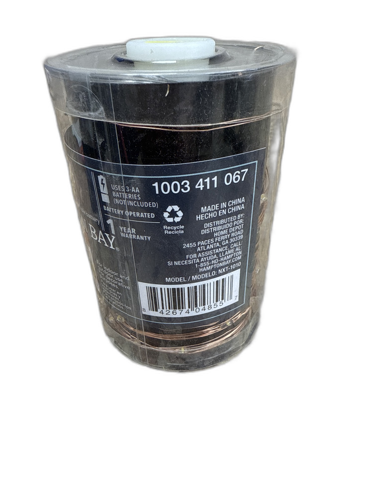 Hampton Bay 16' Battery Powered 50 Bulb Copper Wire Indoor/Outdoor String Light