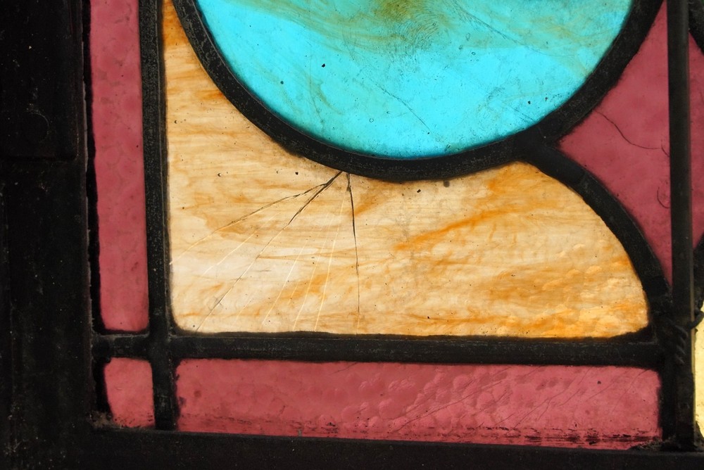 1900s Rectangular Leaded Stained Glass Church Window - R289720