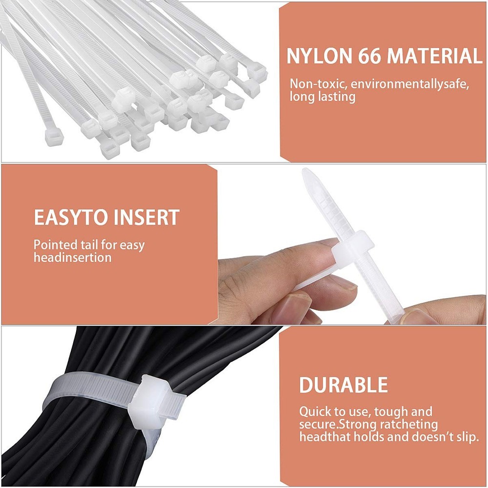 Zip Ties Heavy Duty Nylon Self-locking Wire Ties 30 Pack