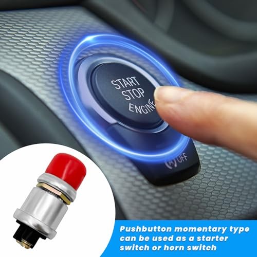 2 PCS Push Button Momentary Ignition Switch, 12/24V Start Switch, 50A Red