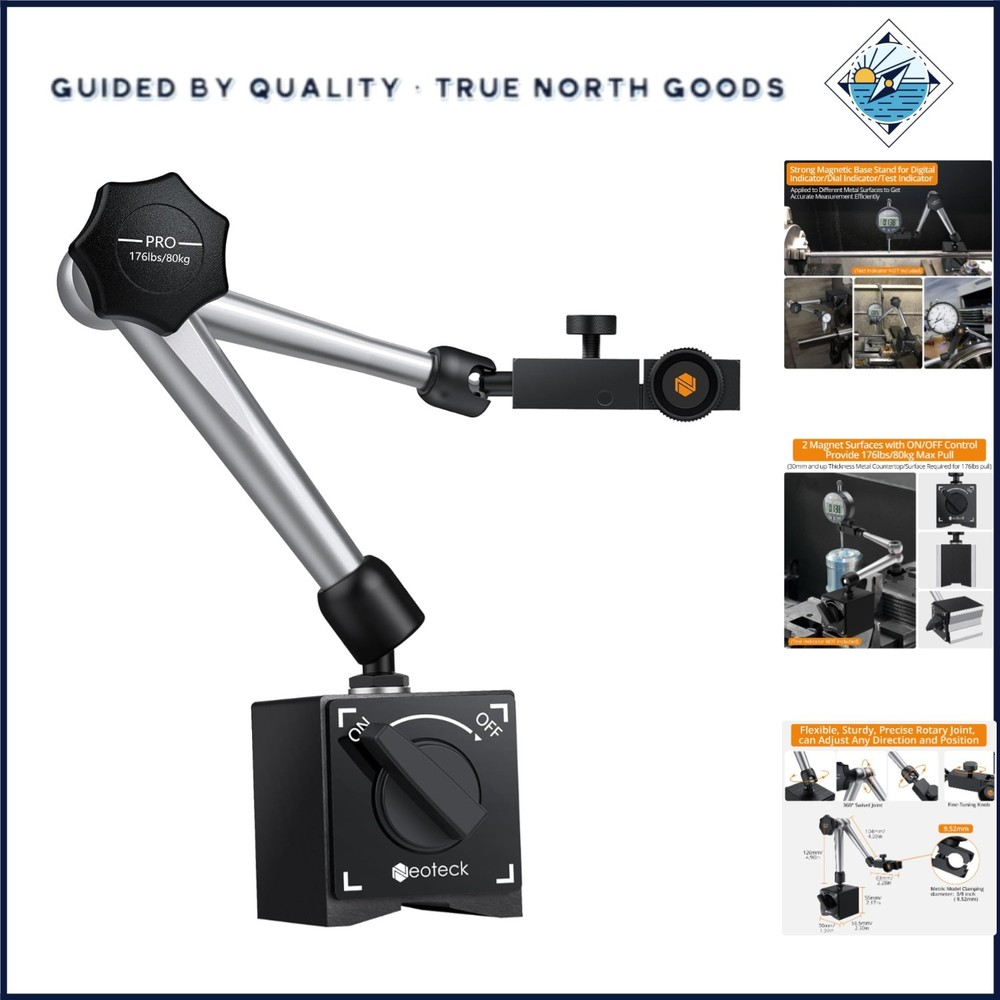 Magnetic Base Stand for Dial Indicator with Adjustable Arm and Stability Control