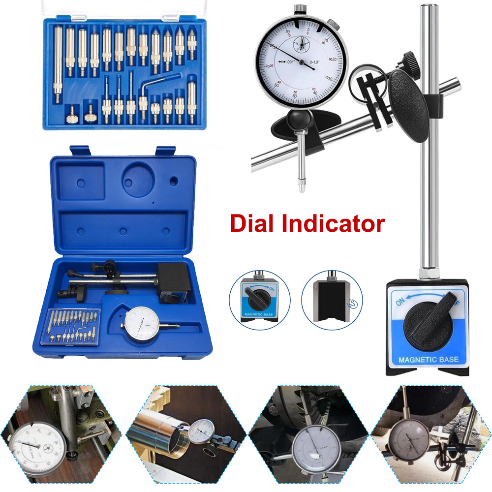 Dial Indicator with Magnetic Base Holder Differential Backlash Gauge 0-1.0 Test