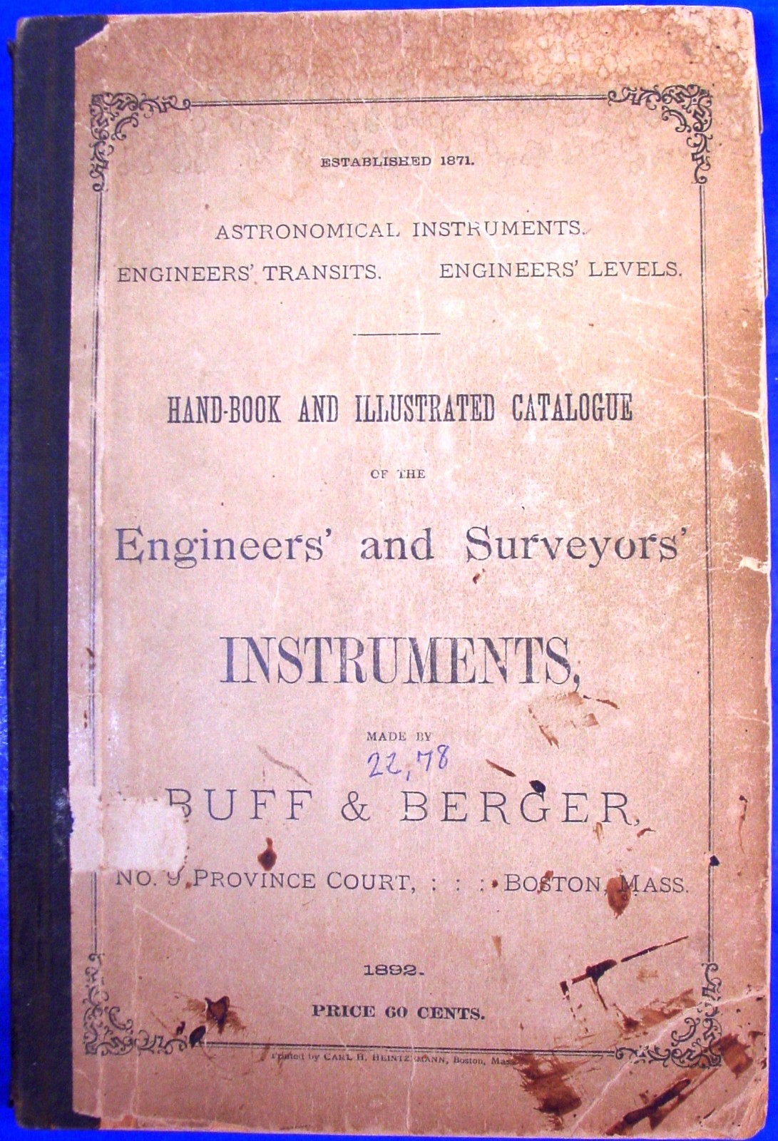1892 Buff Berger Surveying Insts. Catalog