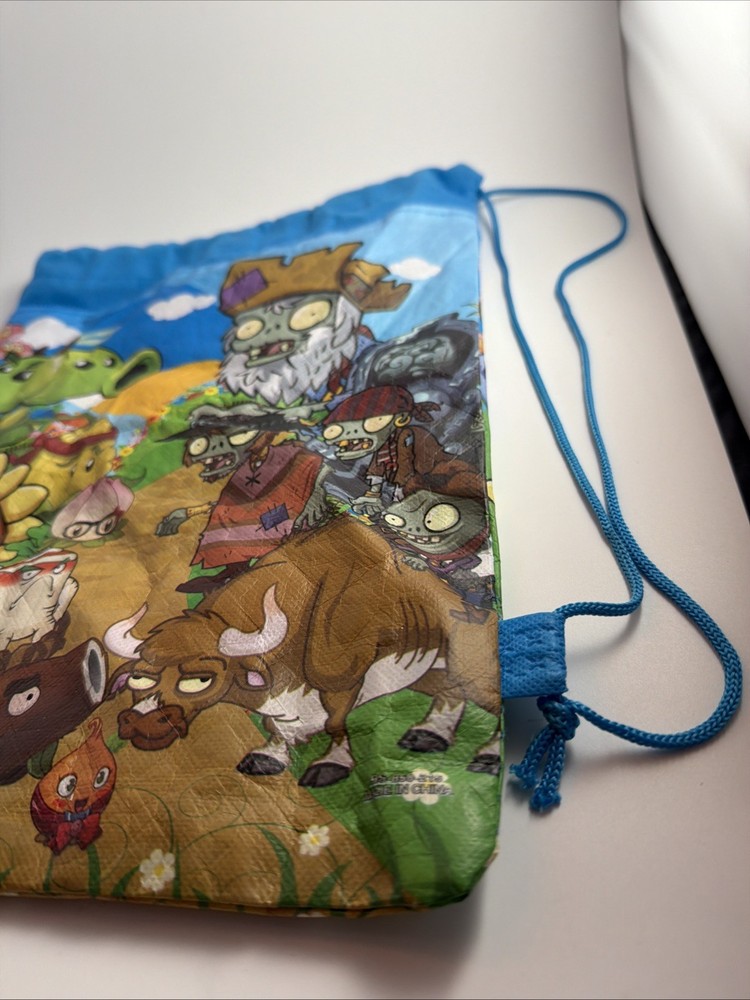 Plants vs Zombies 2 String Tote Bag Lite Weight Carry Blue