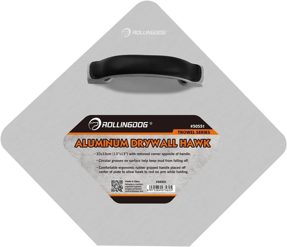 13 Inch Aluminum Drywall Hawk-Mortar Board Holder with Offset Handle,