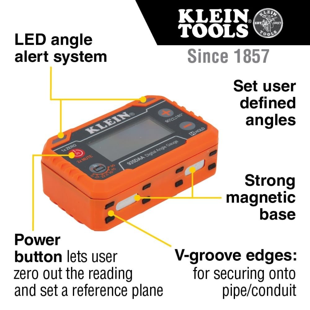 Klein Tools Digital Angle Gauge with LED Alert - Precision Measurement Tool