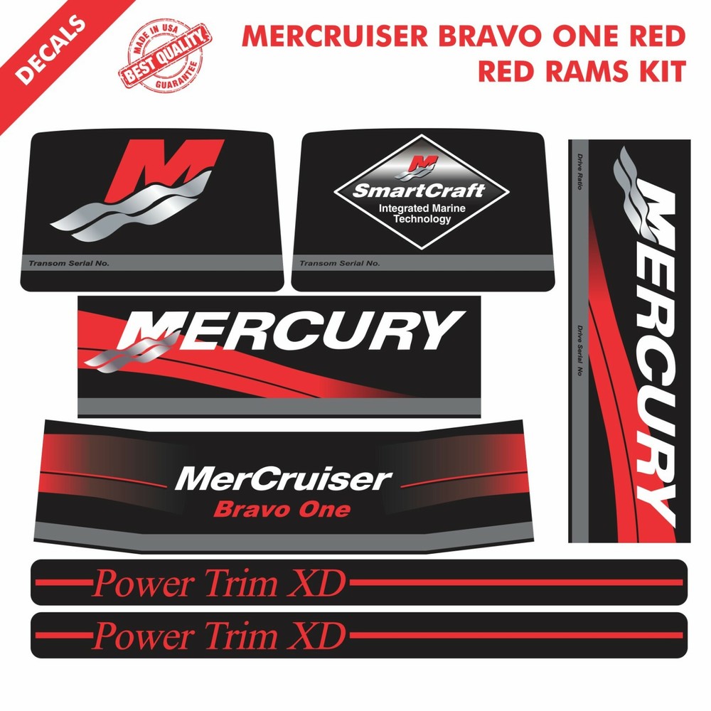2016 MERCRUISER BRAVO ONE RED DECALS KIT RED RAMS STICKER SET |57
