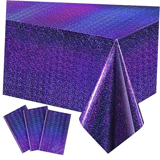 Pack Iridescence Plastic Tablecloths Laser Table Covers Holographic 3 Purple