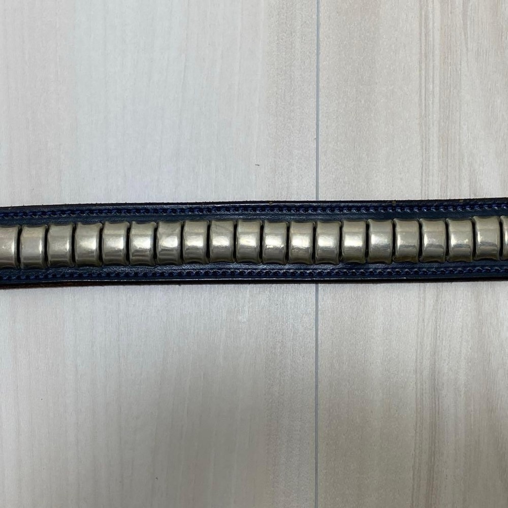 CASH CA Leather Belt Navy Men Authentic EX