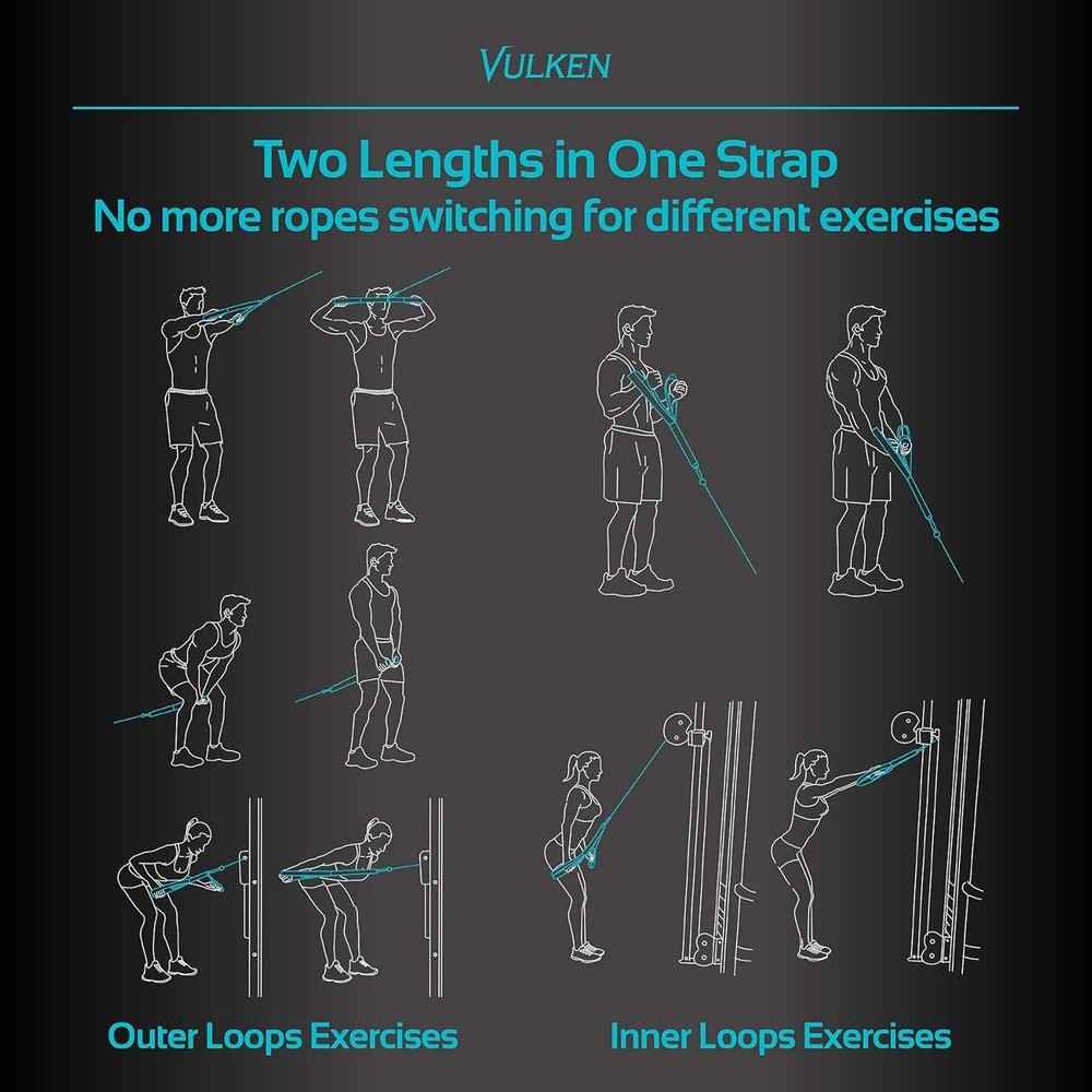 Tricep Rope Cable Attachment. Two Size in One Extra Long Pull Down Rope. Tric...