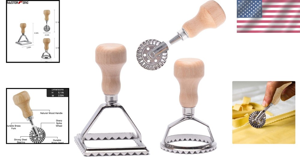 Manual Ravioli Maker Kit: Round, Square & Roller Wheel for Authentic Pasta