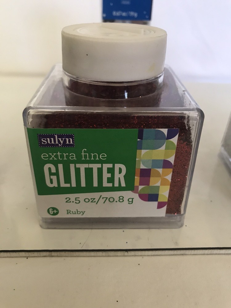 Lot Sulyn Extra Fine Glitter 2.5 Oz Ruby Sterling Shapes Chrome Set New