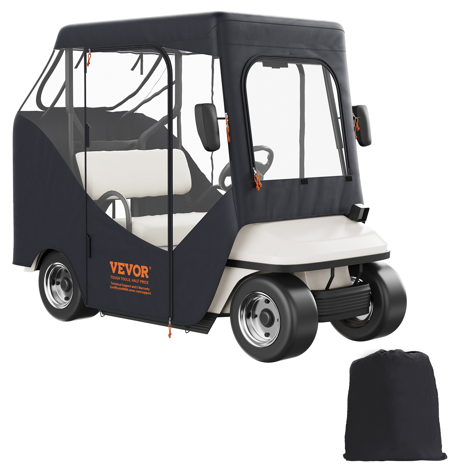 VEVOR 2 Passenger Golf Cart Cover Waterproof Driving Enclosure 600D Polyester