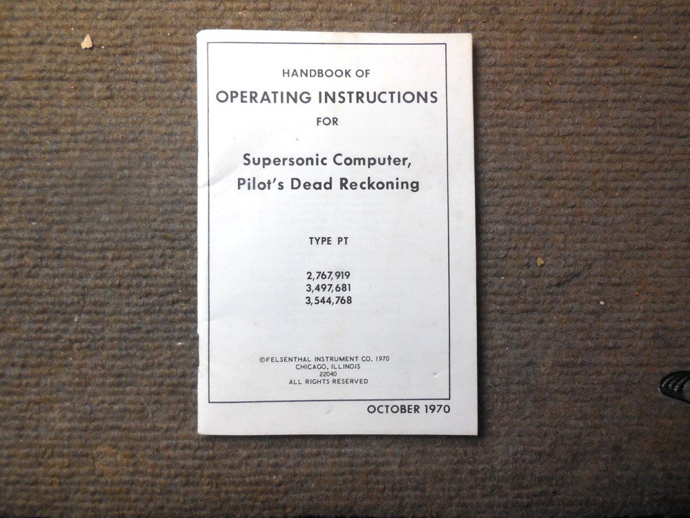 1970 Vietnam War OPERATING INSTRUCTIONS FOR SUPERSONIC COMPUTER Dead Reckoning