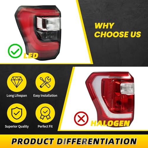 Tail Light Assembly Driver Side Compatible with 2018 2019 2020 2021 Left