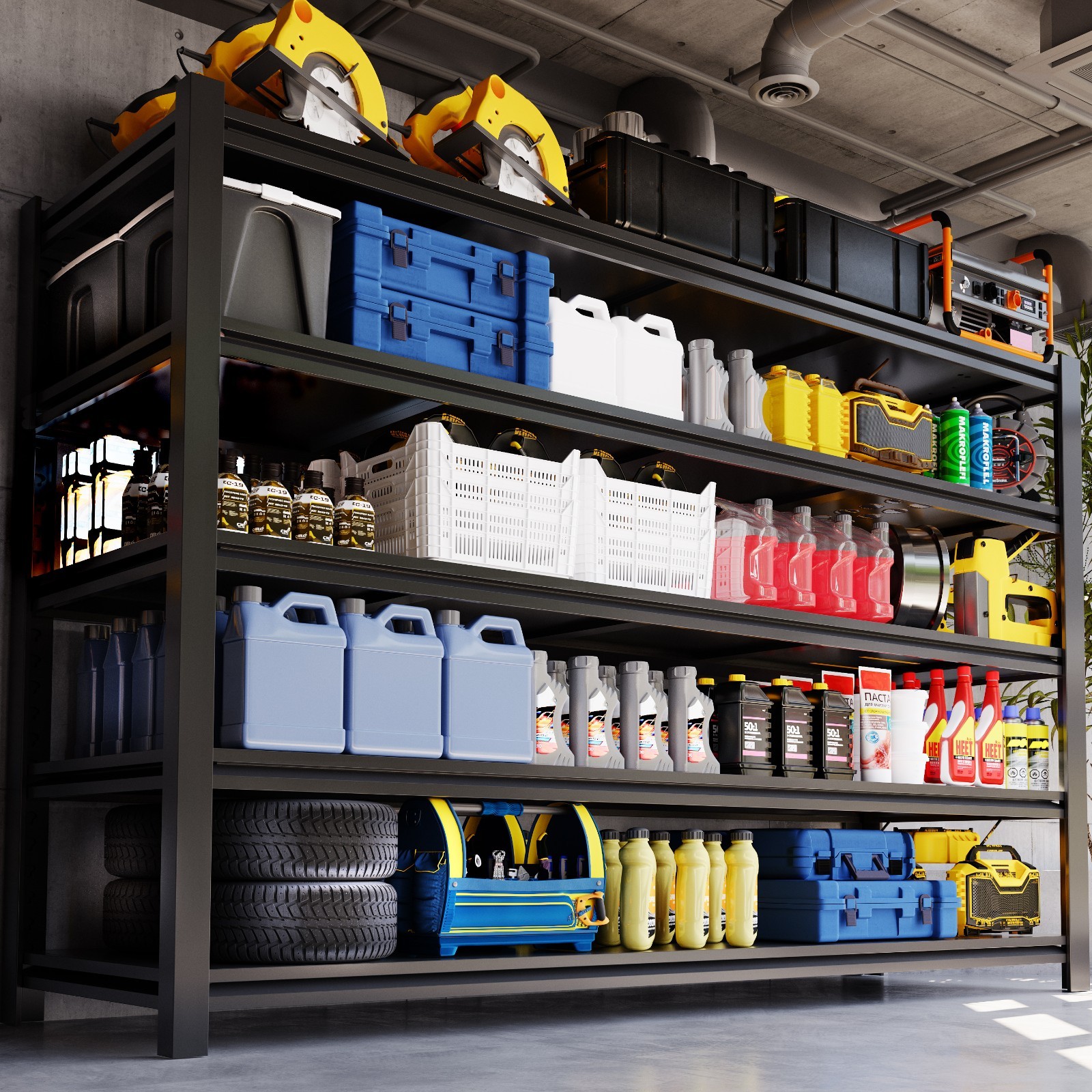 3500lbs Garage Storage Rack 5-Tier 60''W Storage Shelving Unit Adjustable Shelf