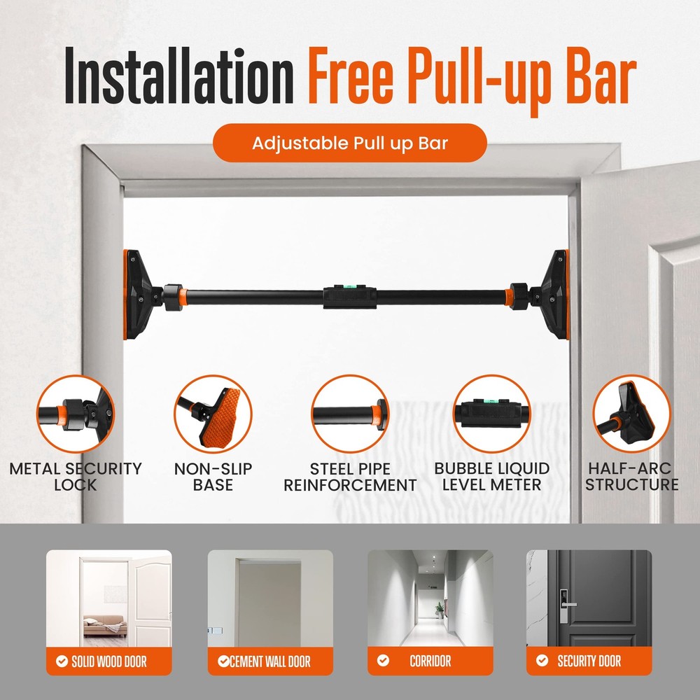 Adjustable Pull-Up Bar - Strength Training Exercise Equipment with Automatic ...